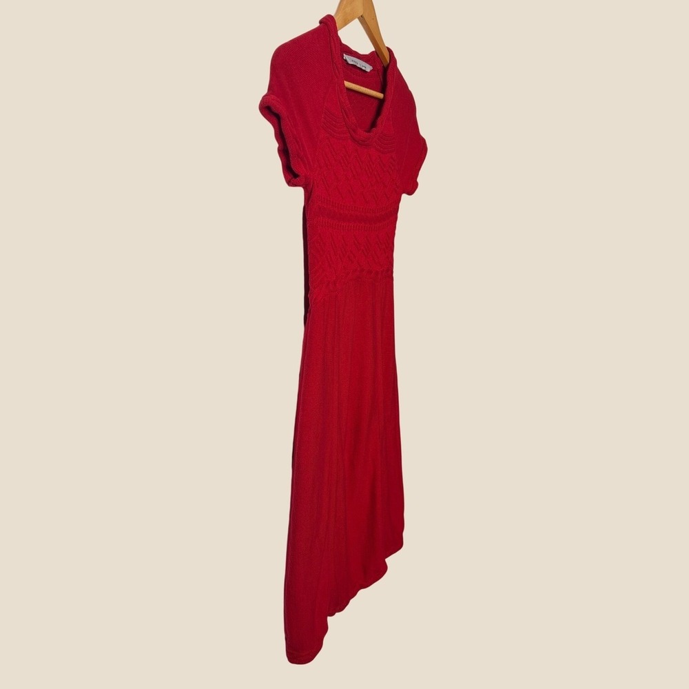 Athleta Alta Sweater Dress XS Red Organic Cotton Wool Braided Twee Collegiate - Picture 10 of 15